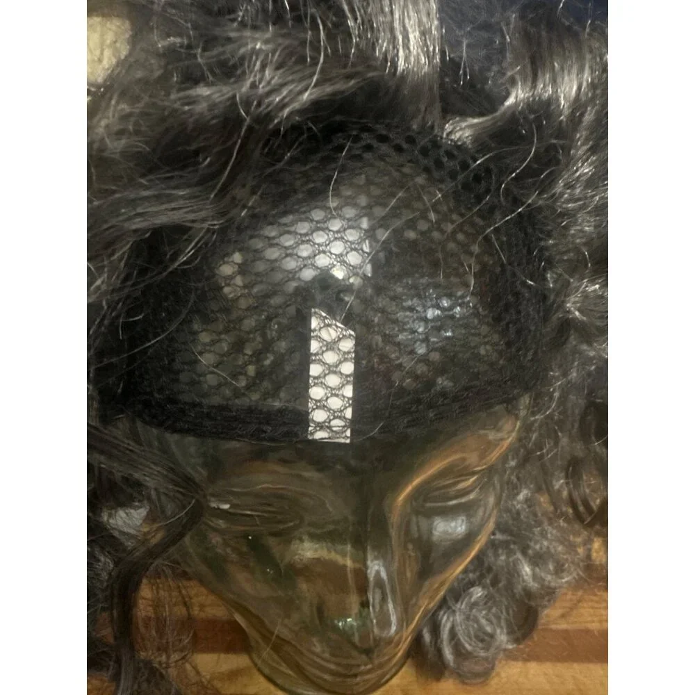 Scary Zombie Mask With Curly Gray Hair‎ Fun World Div Halloween Costume